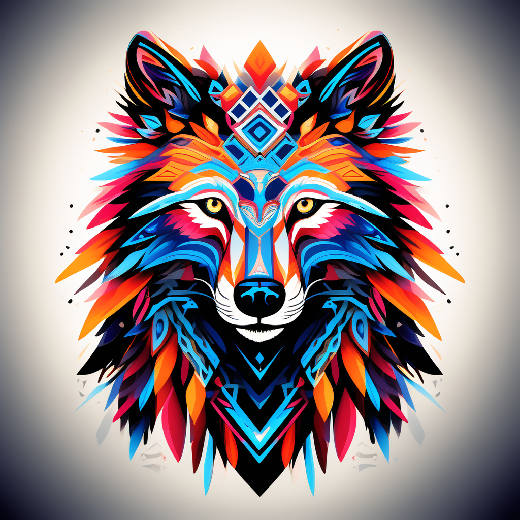 Generate creative abstract wolf tattoo