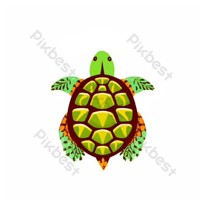Green tortoise design life ecosystem fauna and ocean theme illustration png png images psd free download