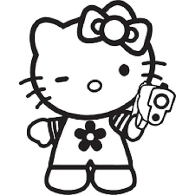 Hello kitty gun gangster die cut vinyl car decal sticker