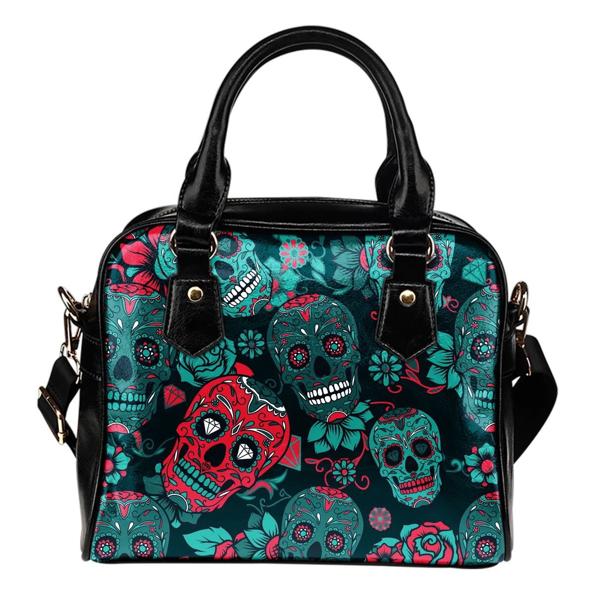Sugar skull shoulder handbag day of the dead girl boy printed stylish purse bag