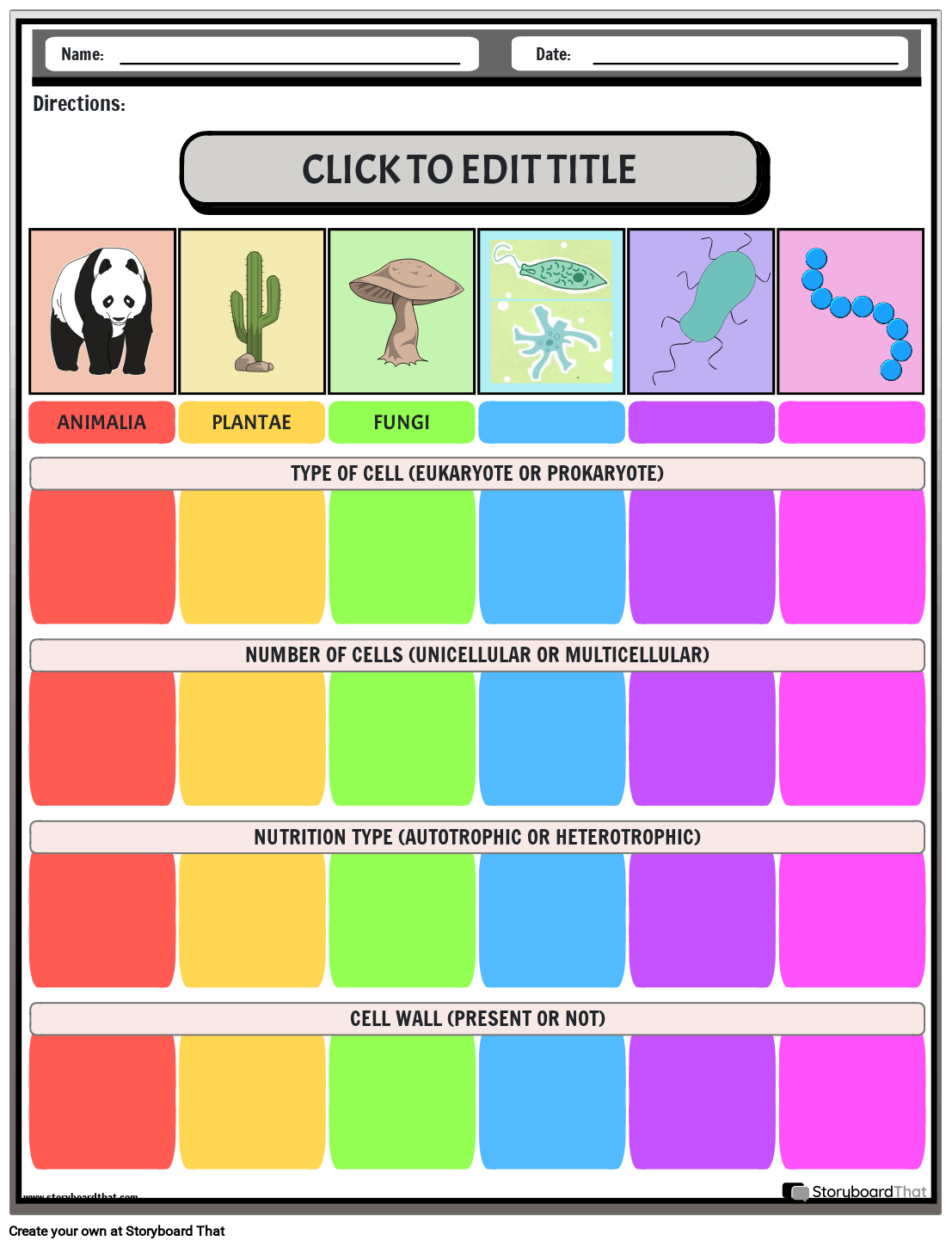 Biological classification worksheets