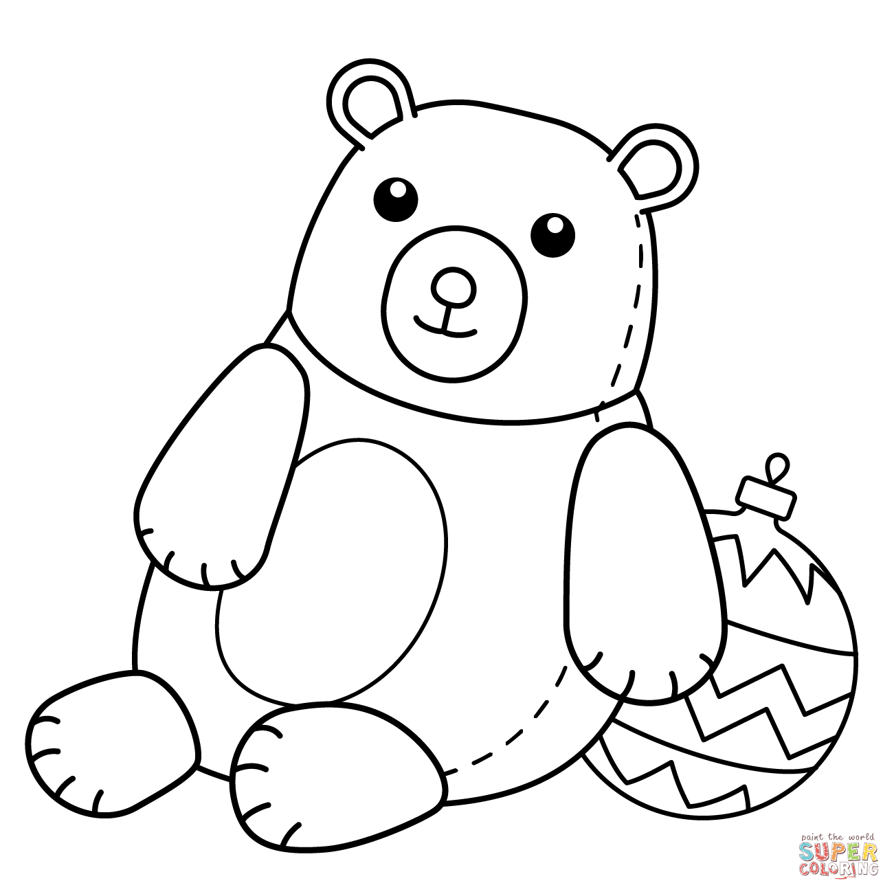 Christmas teddy bear coloring page free printable coloring pages