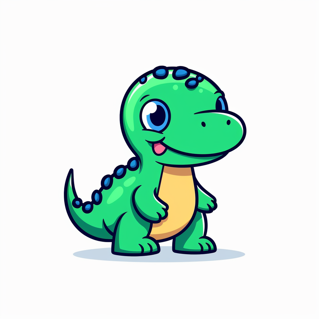 A cute dinosaur clipart clean lines well defined bold outlines single design white background