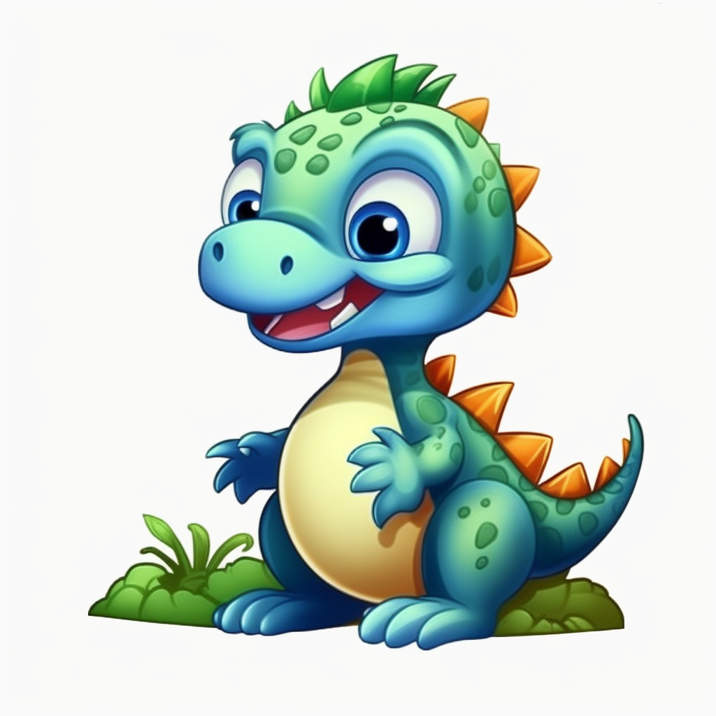 Cute cartoon dinosaur clipart white background