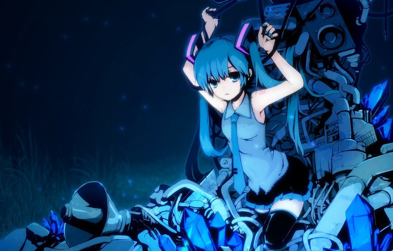 Wallpaper night art speakers girl vocaloid hatsune miku school uniform vocaloid tomsan images for desktop section ðññ