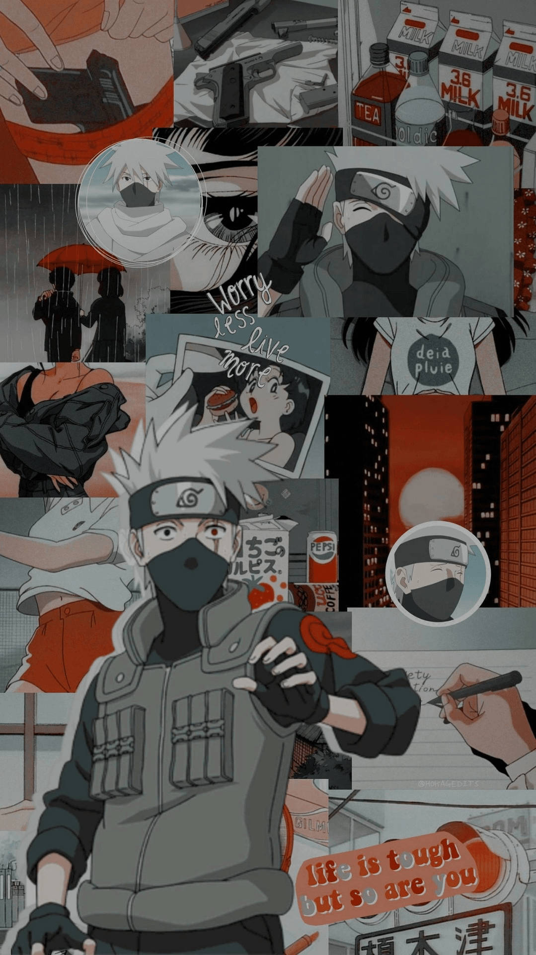 Download kakashi from naruto aesthetic collage wallpaper