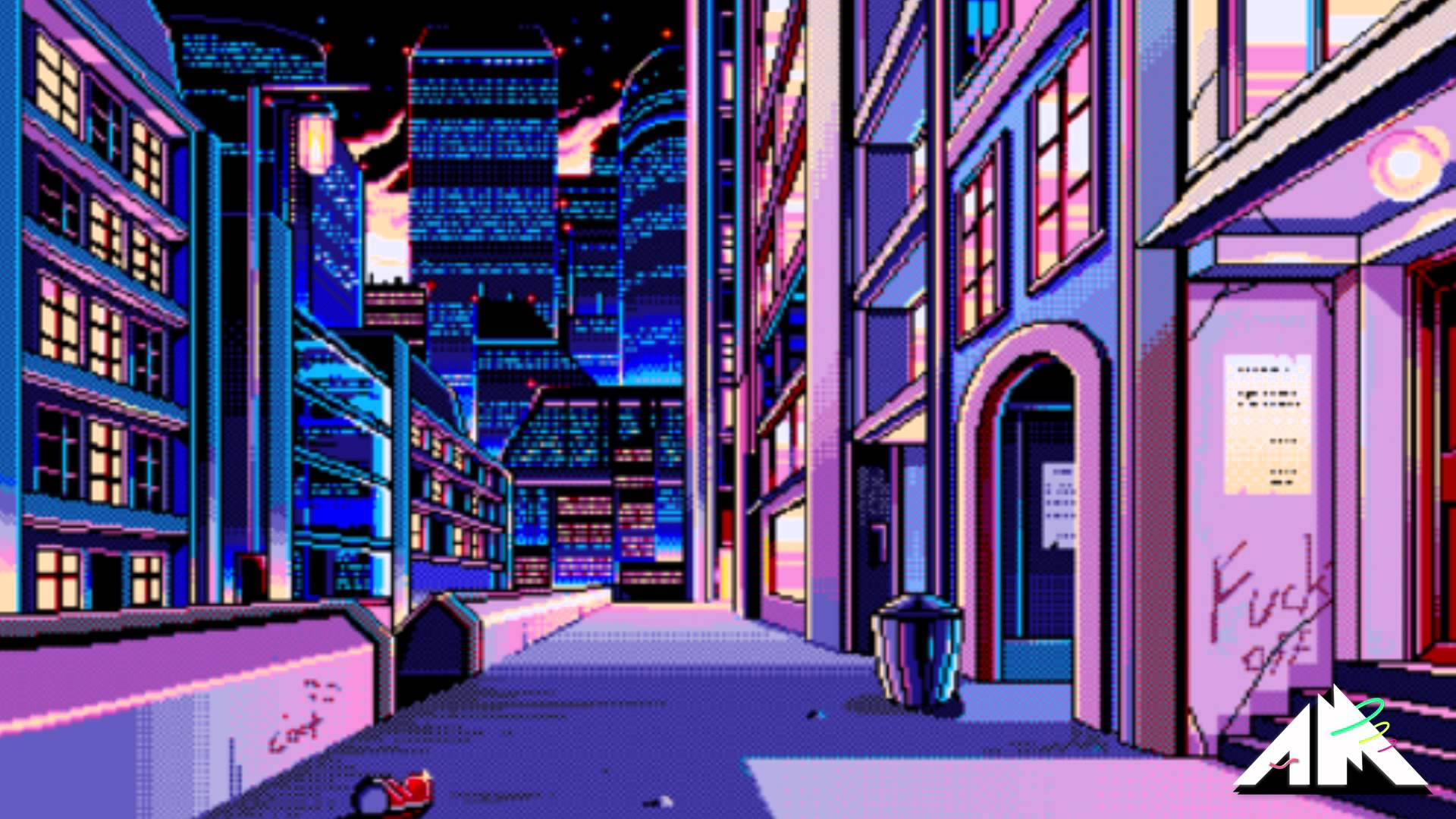 Download retro anime aesthetic empty streets wallpaper