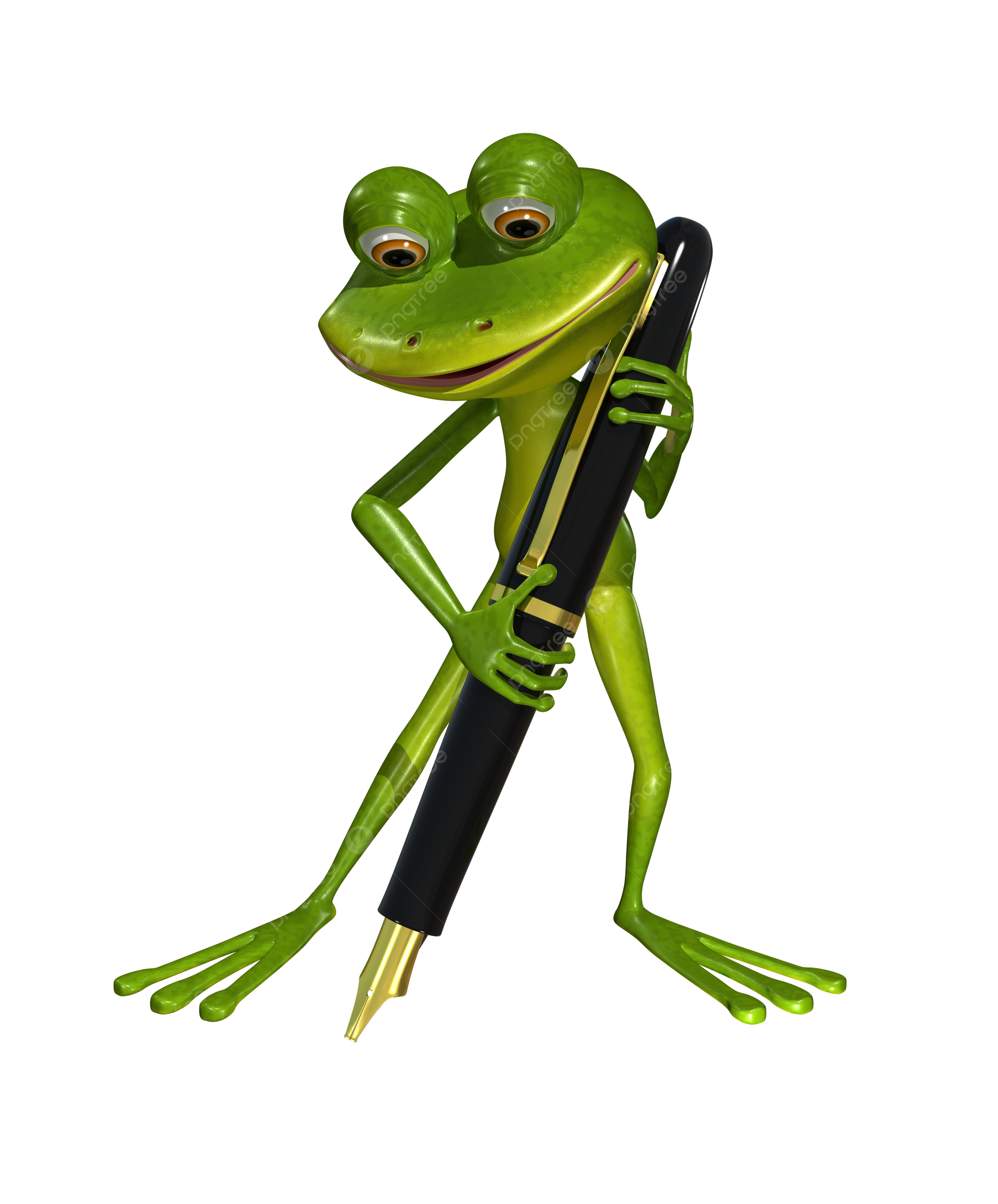 Frog with a pen eye gold frog message png transparent image and clipart for free download