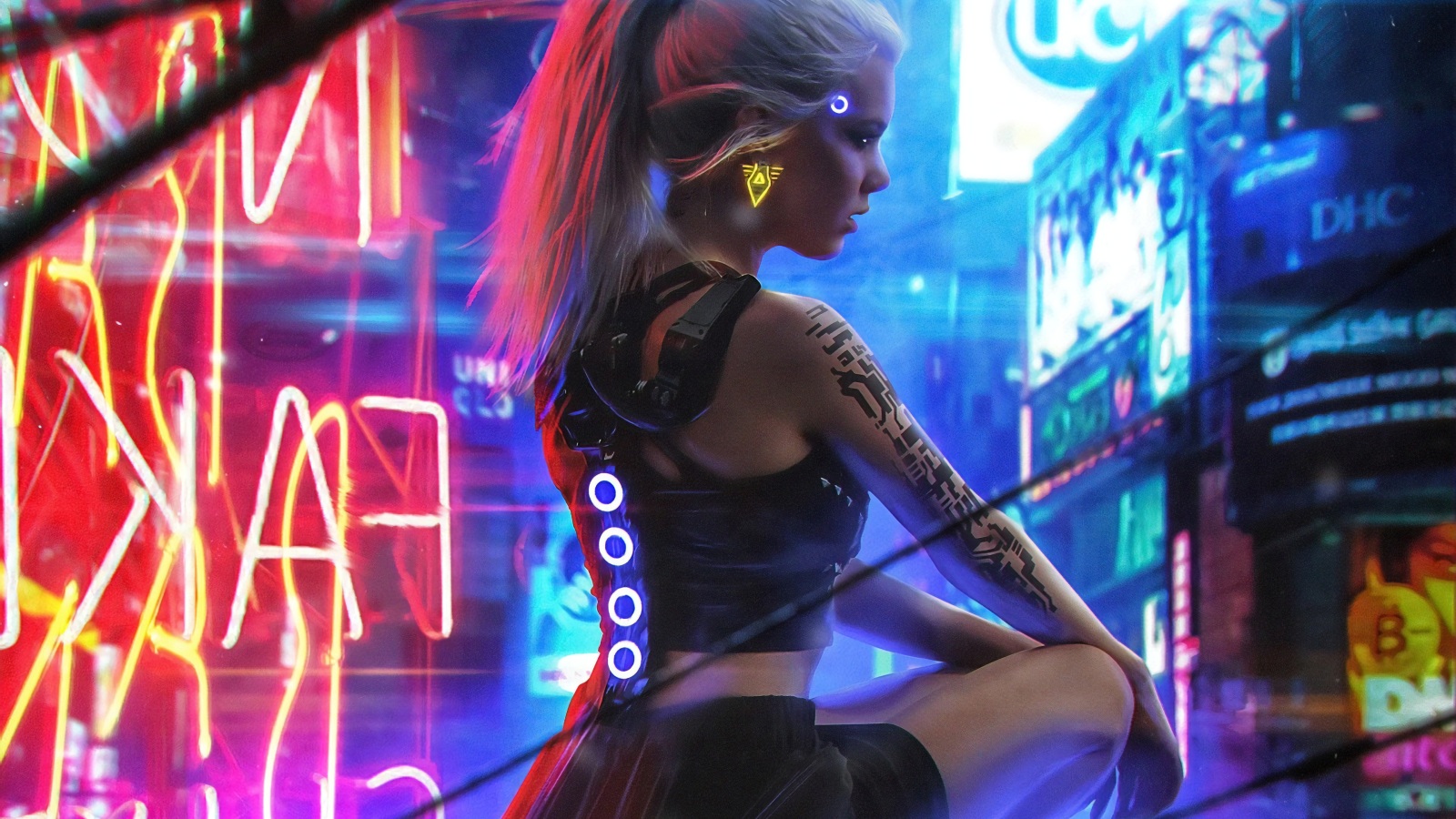 Wallpaper k cyberpunk neon girl wallpaper