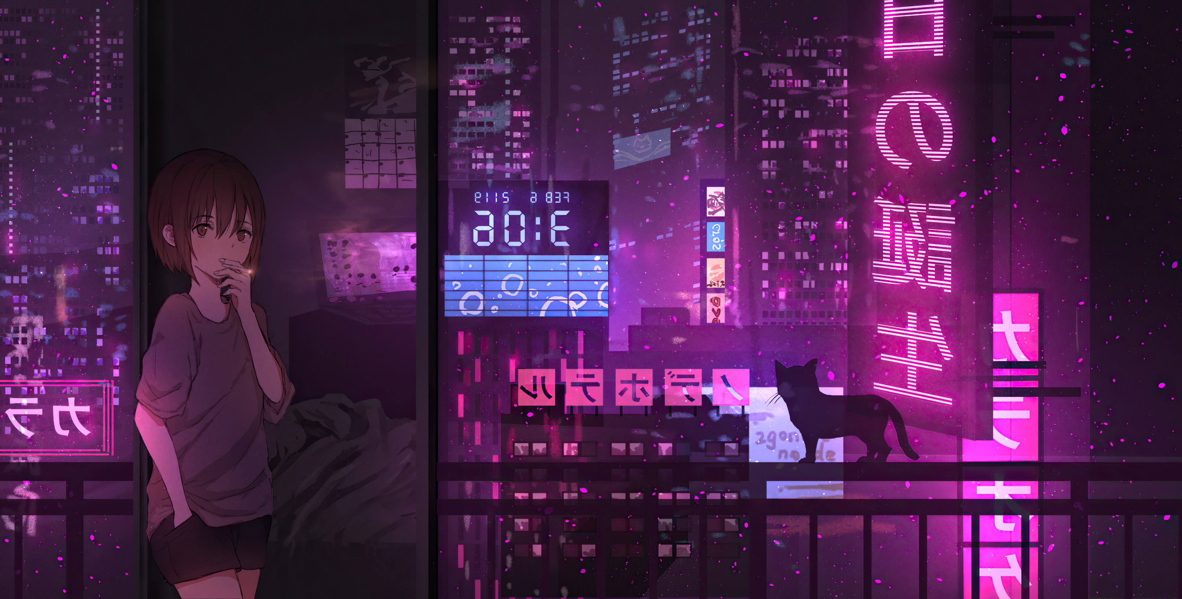 Anime girl city night neon cyberpunk k hd anime k wallpapers images backgrounds photos and pictures