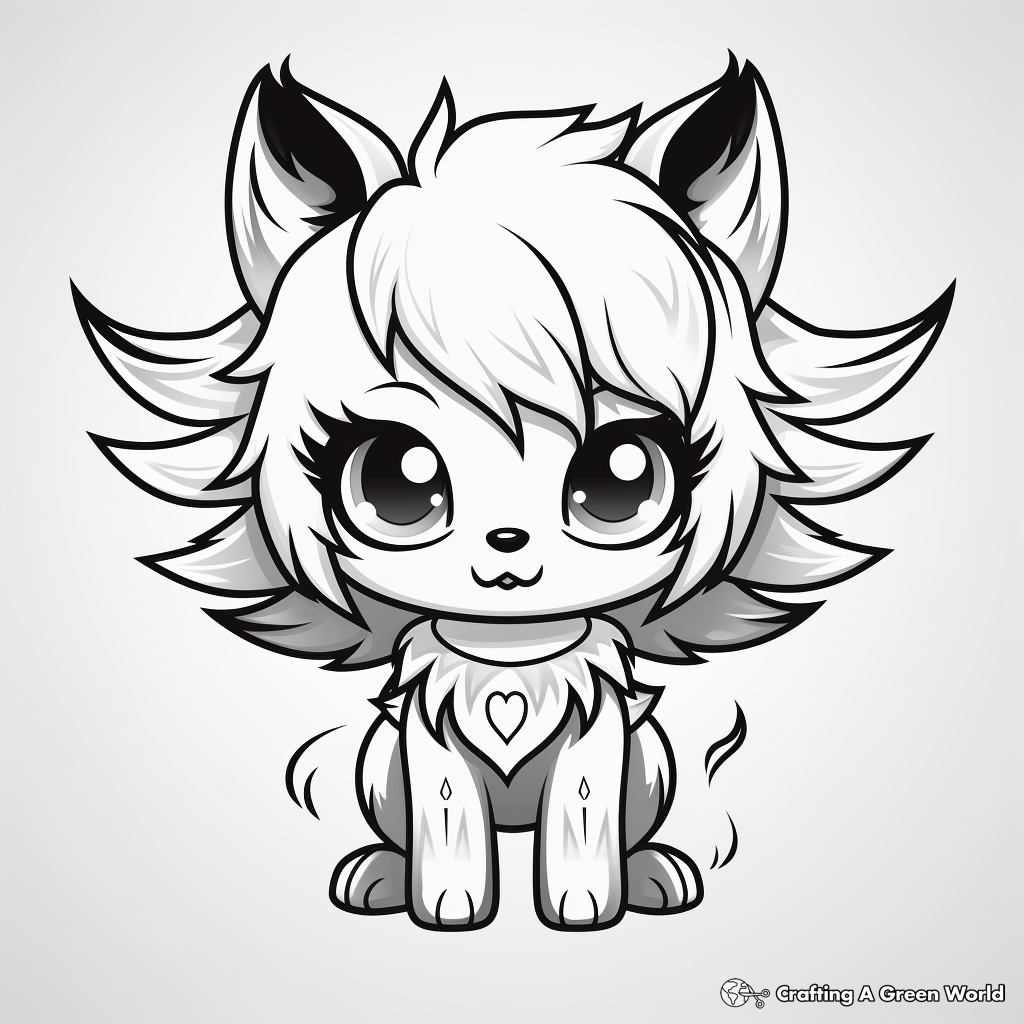 Chibi wolf coloring pages