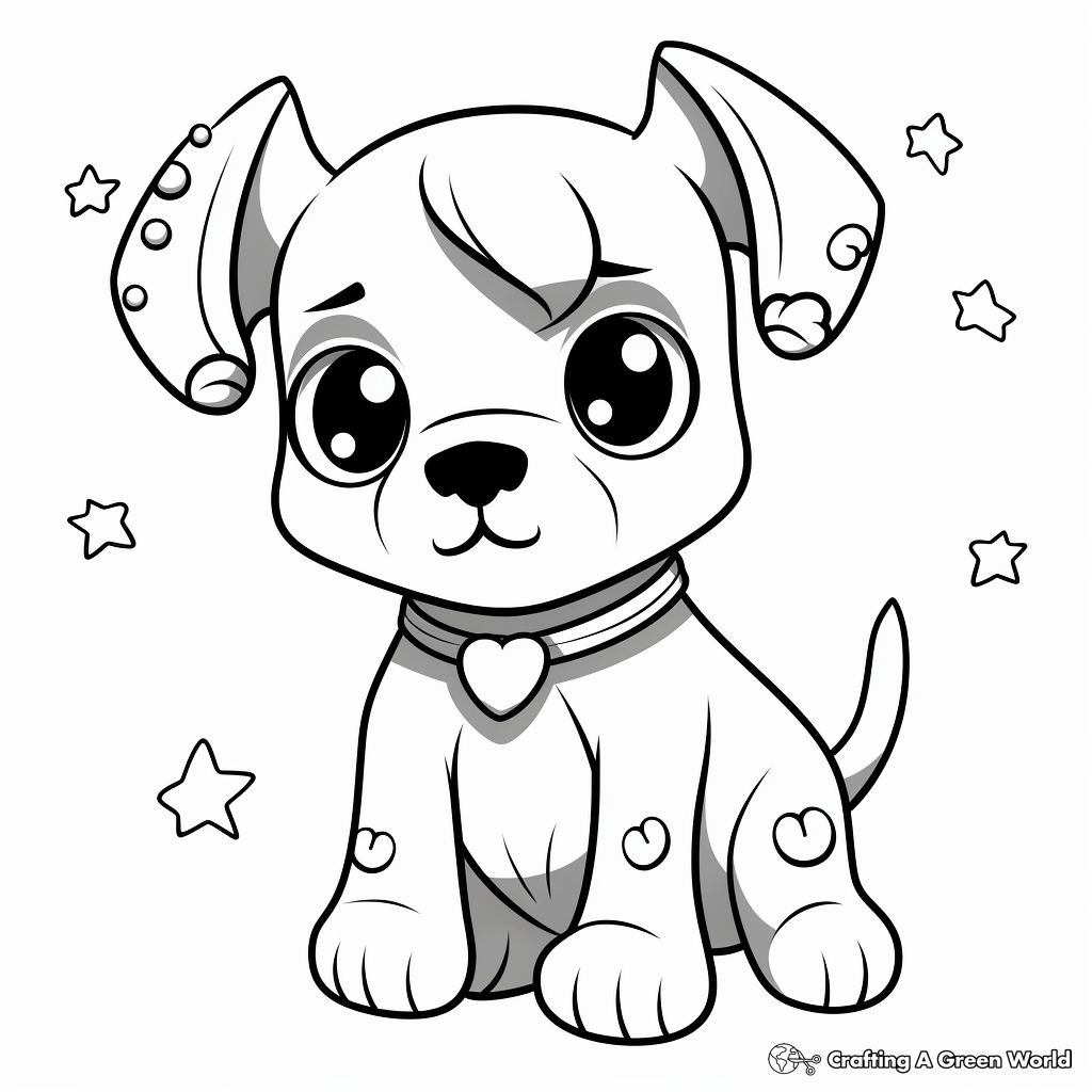 Kawaii puppy coloring pages