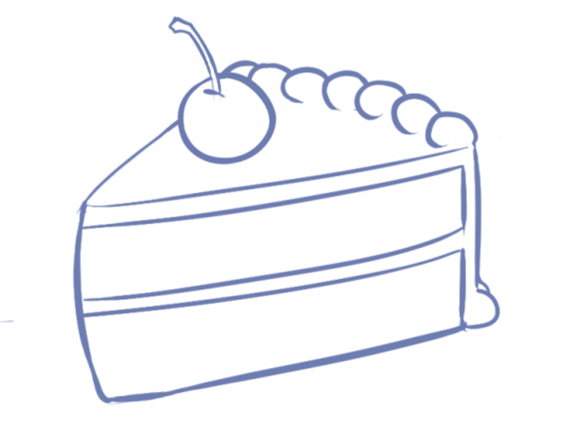 How to draw a slice of cake kawaii style