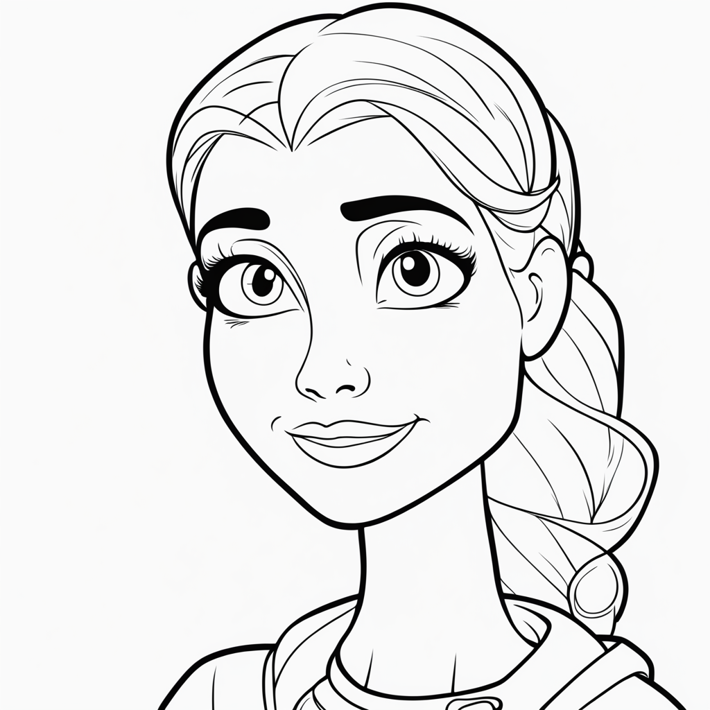 A line art of a pretty woman