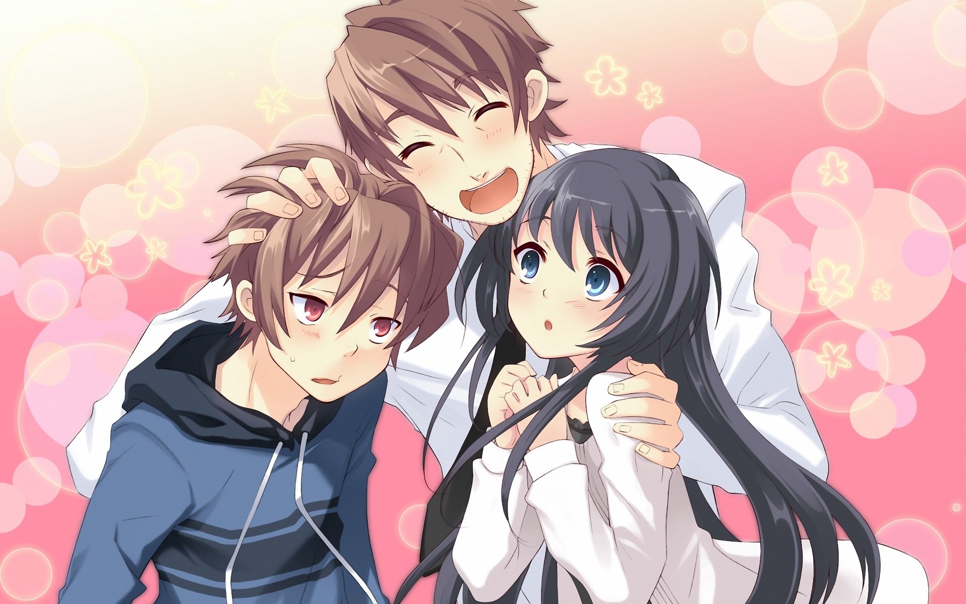 Anime girl friends group cute boys wallpaper x