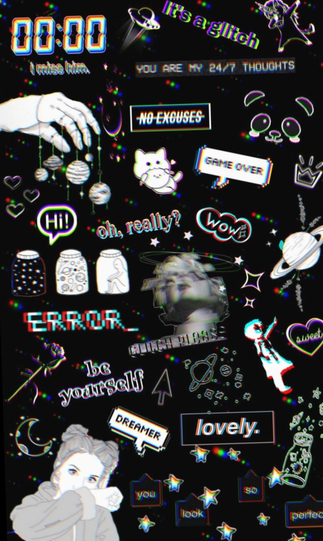 Anime aesthetic glitch wallpapers