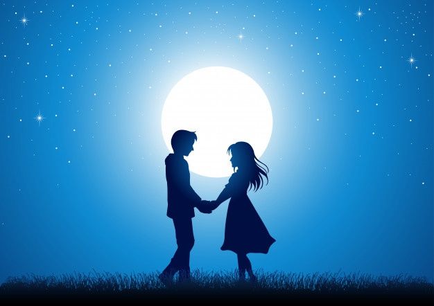 Premium vector young lover silhouette illustration love couple wallpaper love wallpaper backgrounds