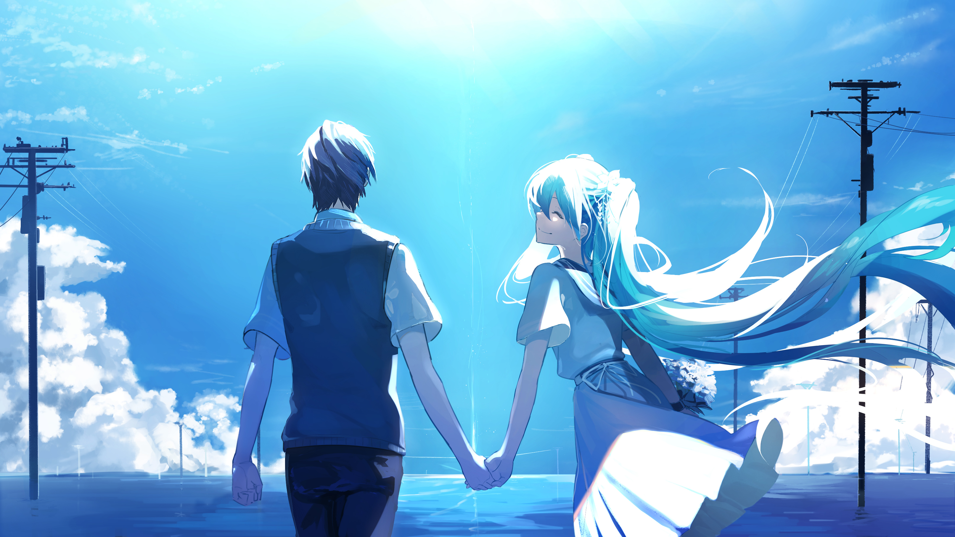 Anime couple holding hands hatsune miku hd anime k wallpapers images backgrounds photos and pictures