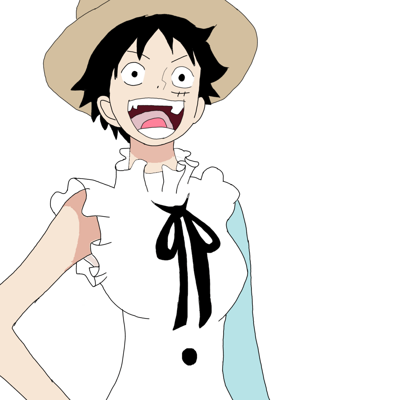 Luffy as uta by piggyfanart on