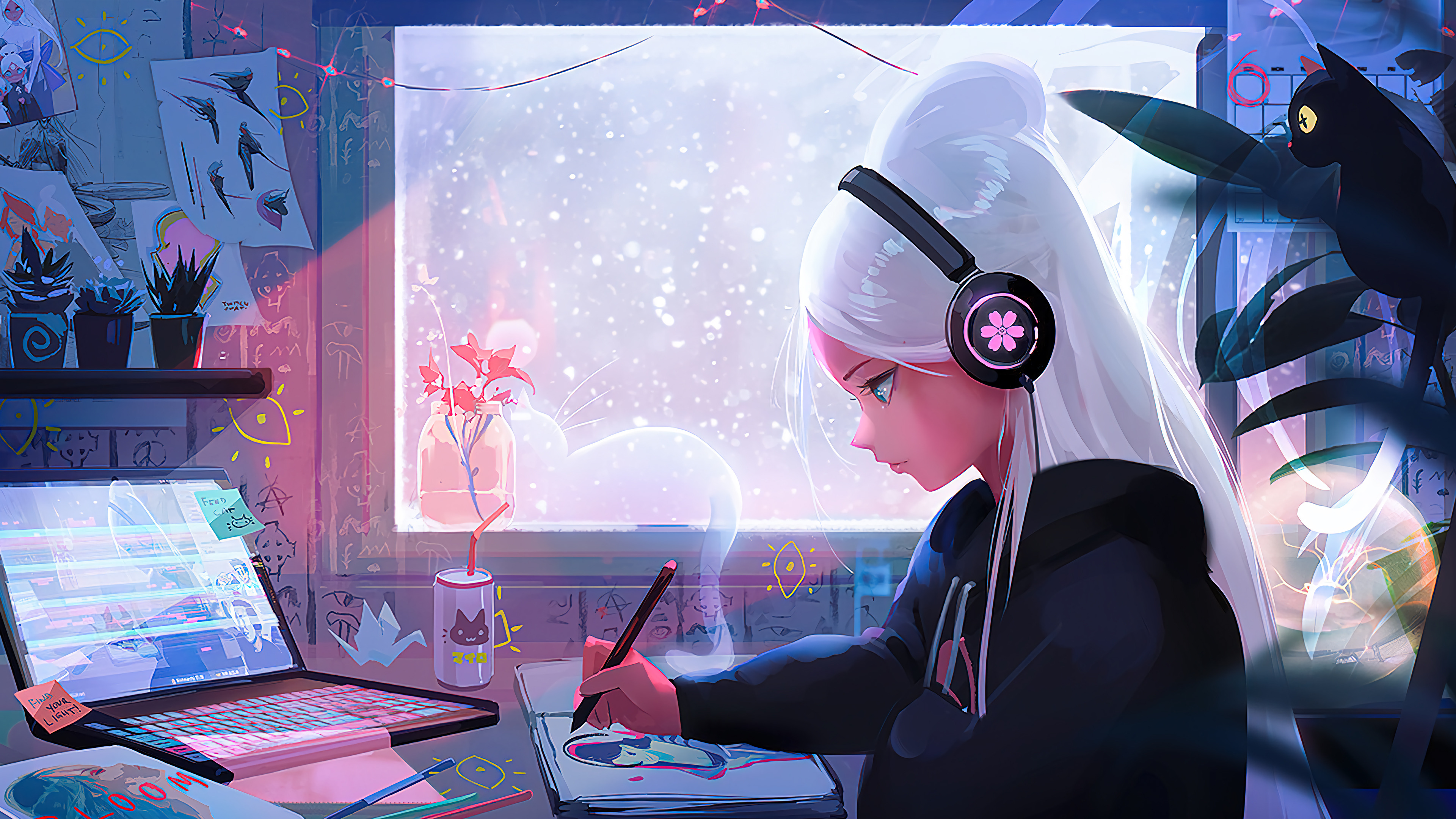 Anime girl lofi wallpaper k ultra hd id