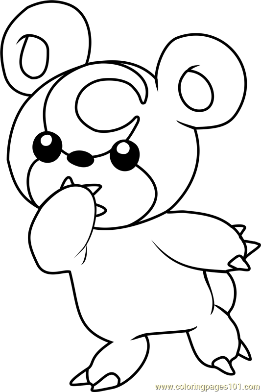 Teddiursa pokemon coloring page for kids