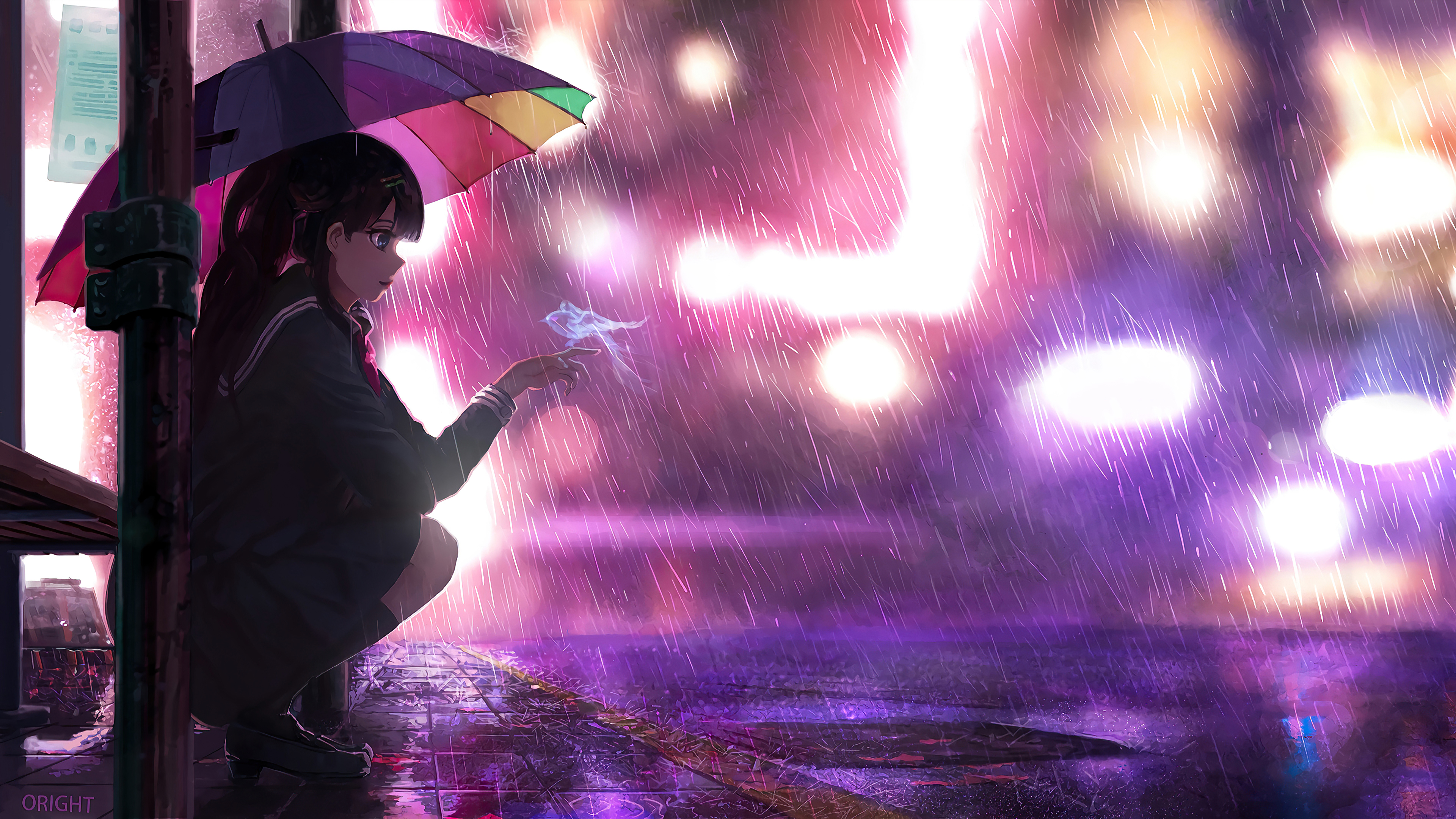 Umbrella rain anime girl k hd anime k wallpapers images backgrounds photos and pictures