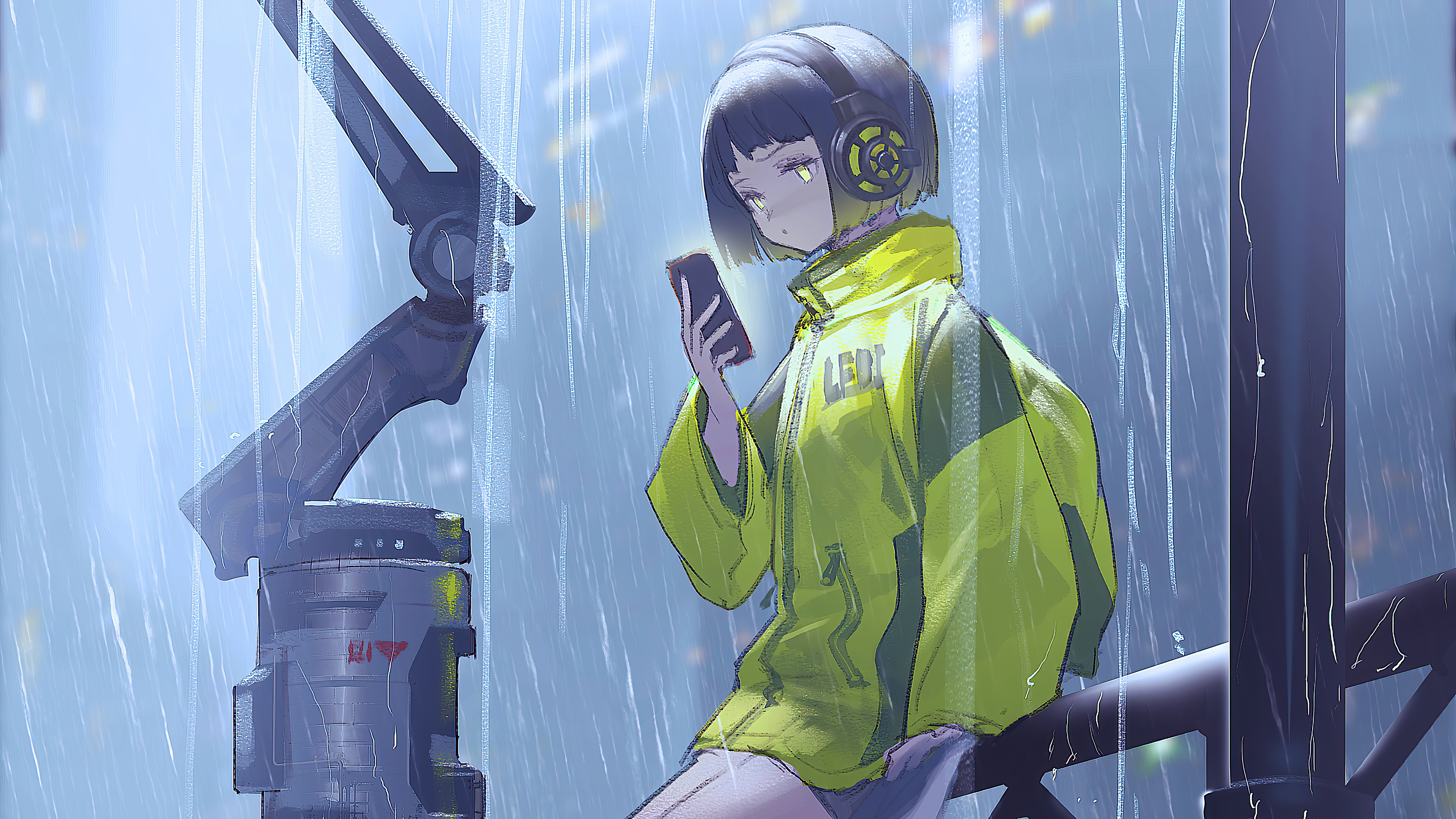 Anime girl scifi umbrella rain k hd anime k wallpapers images backgrounds photos and pictures