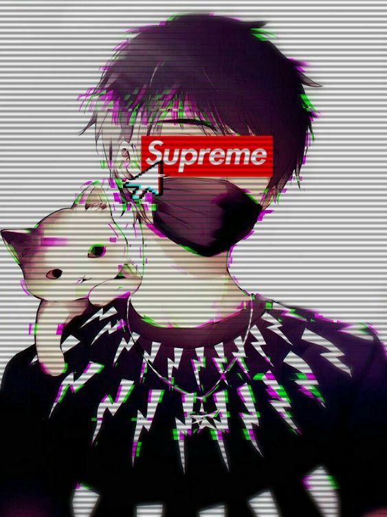 Supreme like anime glitch love d glitch wallpaper aesthetic anime anime boy