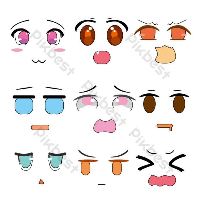 Drawing cute kawaii expressions png images psd free download