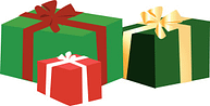 Three gift boxes with christmas colors â