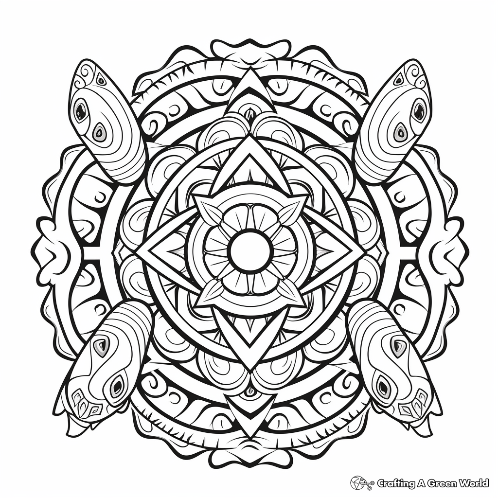 Turtle mandala coloring pages