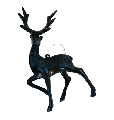 Metallic reindeer christmas ornament black deer figure tree holiday decor gifts