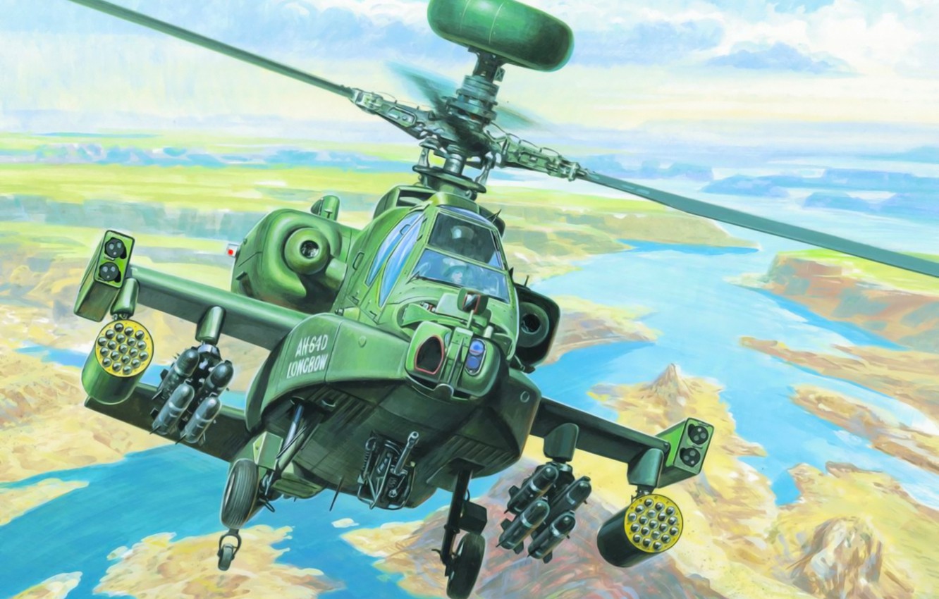 Wallpaper war art helicopter paiting ah