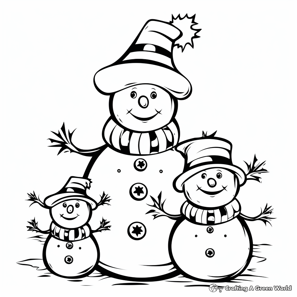 Snowman family coloring pages