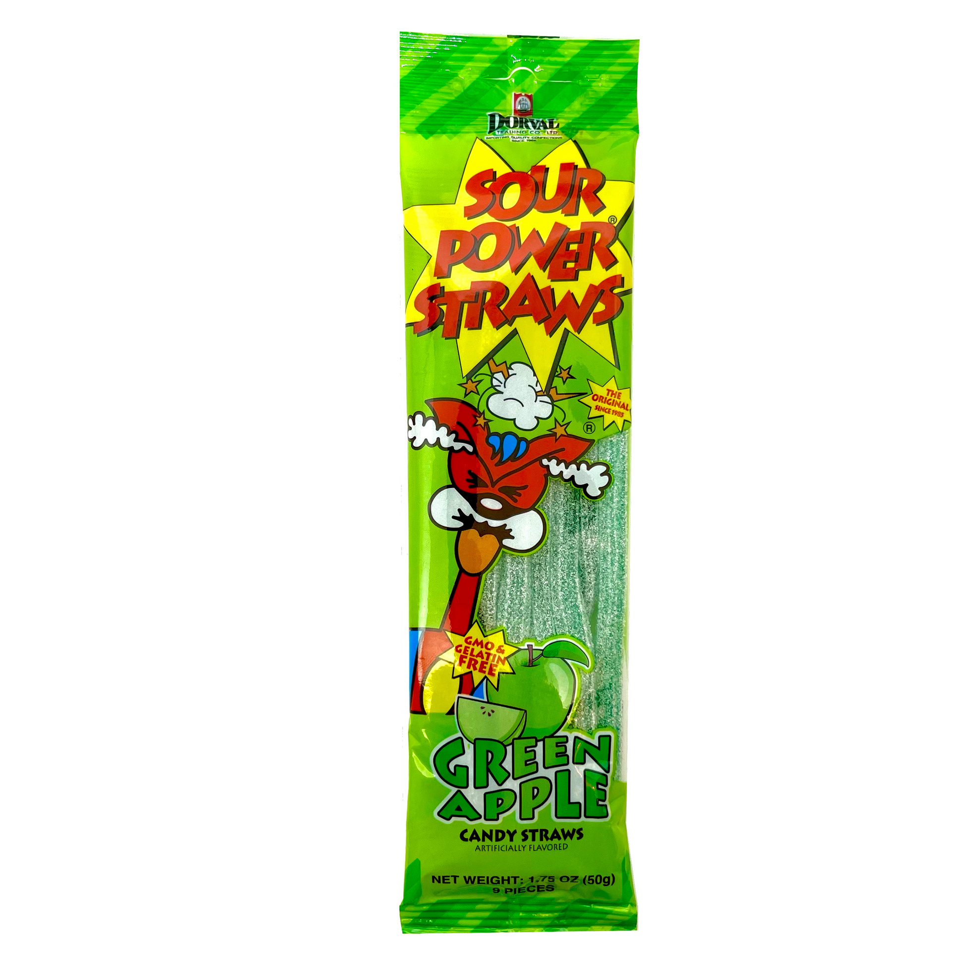 Sour power straws green apple â candy blvd usa