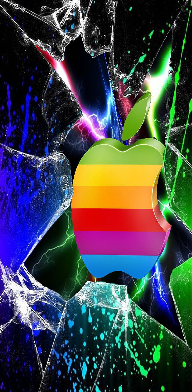 Apple cracked screen wallpaper by blacklightning