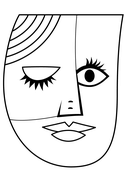 Face in the style of picasso coloring page free printable coloring pages