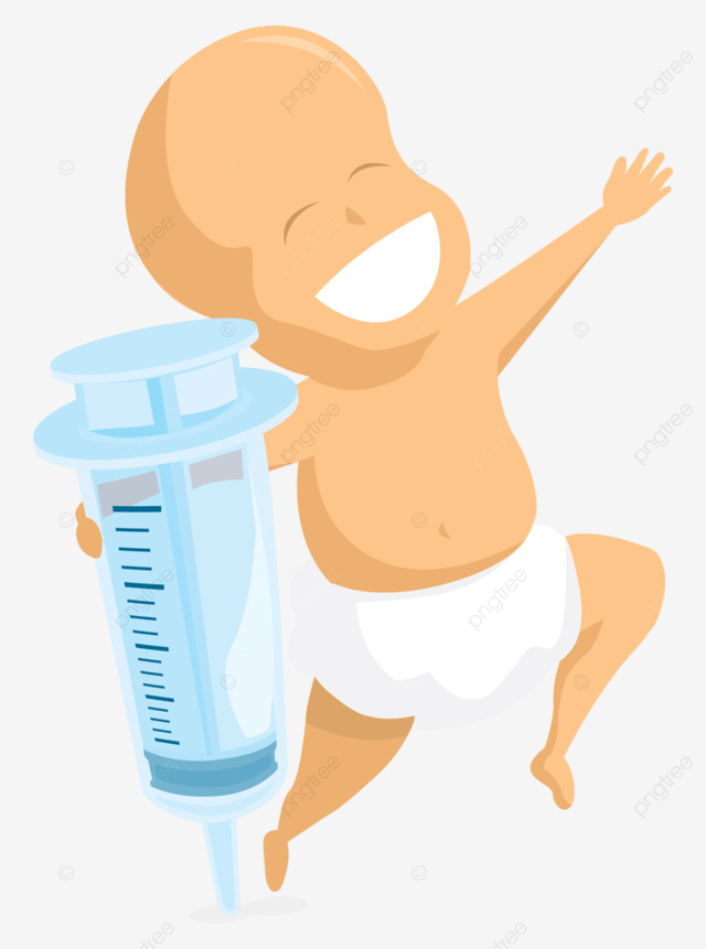 Ilustraciãn de dibujos animados de un bebã sonriente abrazando una jeringa o una vacuna png nuevo salud una png y vector para dcargar gratis