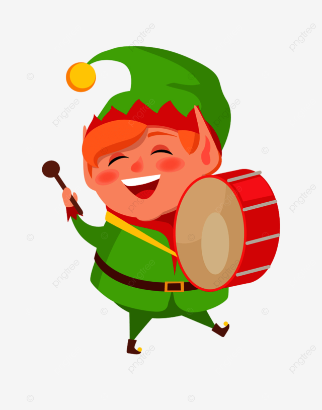 Elfo feliz sonriente tocando en la postal de ilustraciãn de vector de instrumento musical de tambor aislado sobre fondo blanco png clipart sonriente jugar png y vector para dcargar gratis