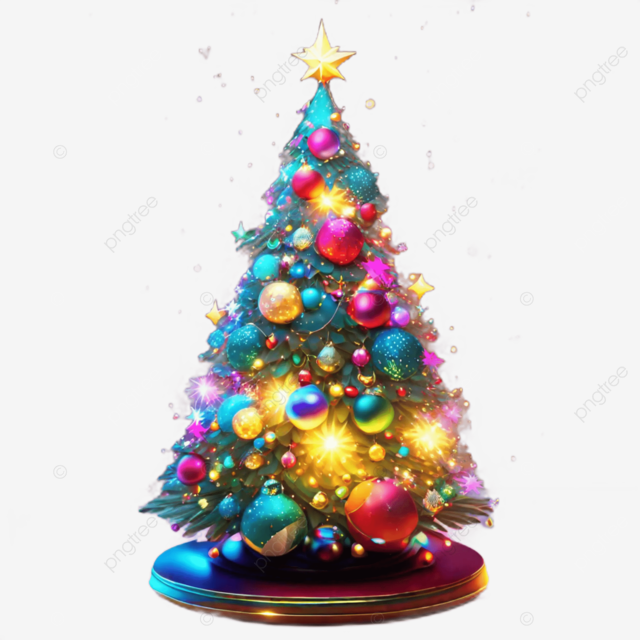 Una celebraciãn radiante ãrbol de navidad iluminado adornado con adornos coloridos png dibujos ãrbol de navidad adornos de color adorno de trella png imagen para dcarga gratuita