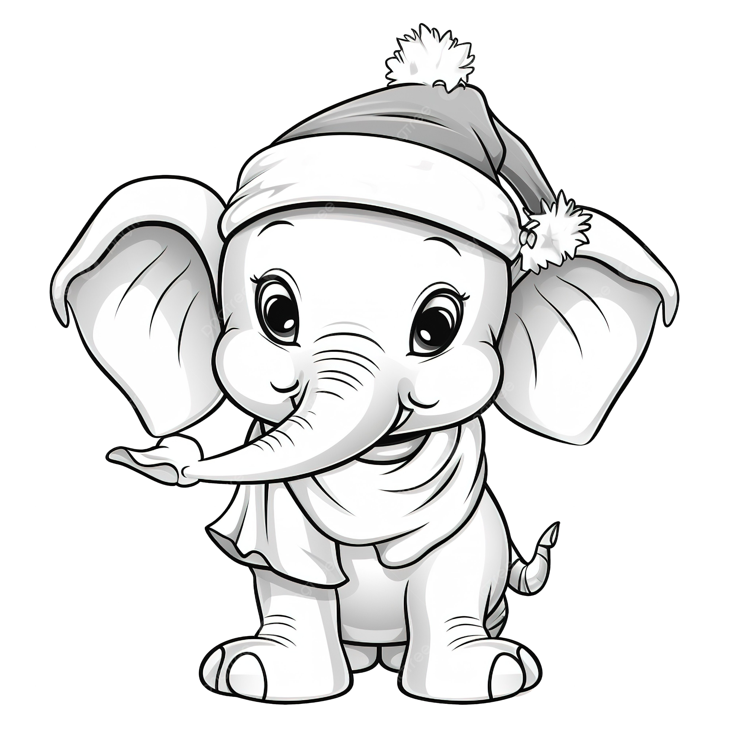 Libro para colorear con un lindo elefante personaj navideãos con gorro y bufanda de papã noel png dibujos animal de navidad lindo papã noel navidad divertida png imagen para dcarga gratuita