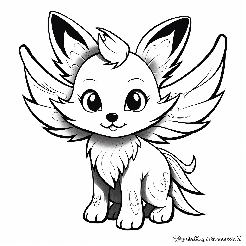 Fox with wings coloring pages