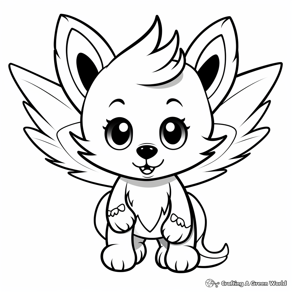 Fox with wings coloring pages