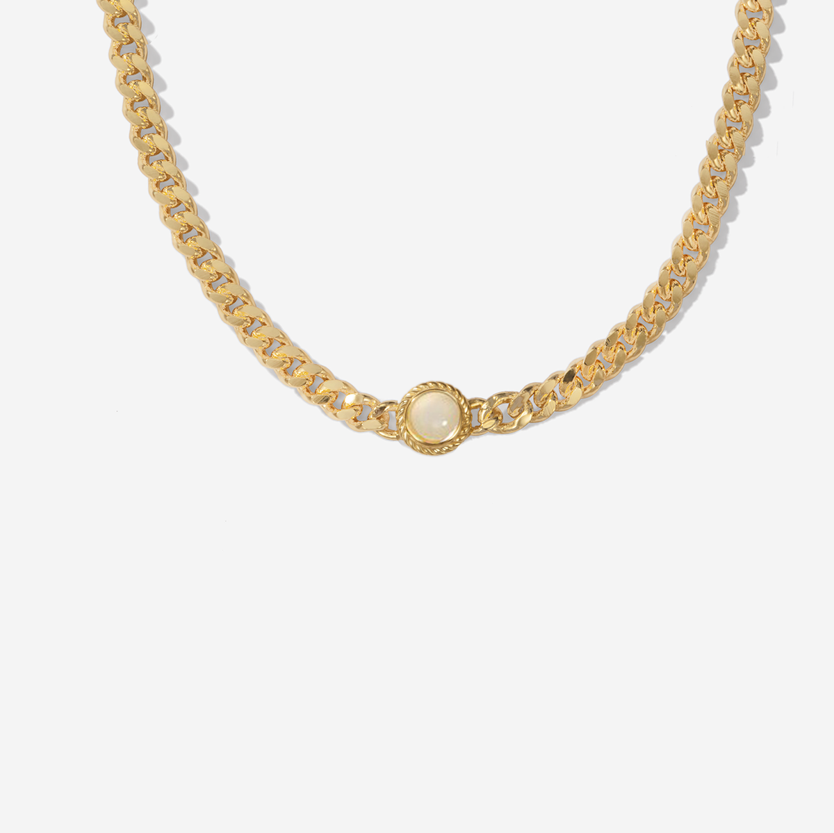 Chunky curb chain moonstone necklace â golston jewelry