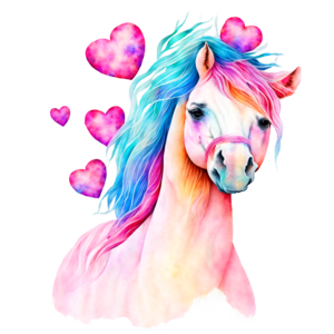 Descarga caballo colorido con globos en forma de corazãn png en lãnea