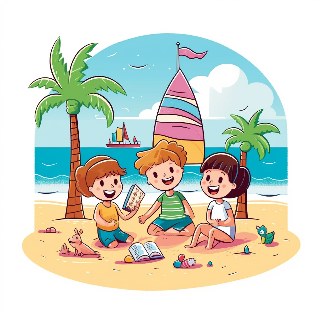 Illustration splahsy beach clipart that showcases the beauty and serenity of the coastline palm trees summer