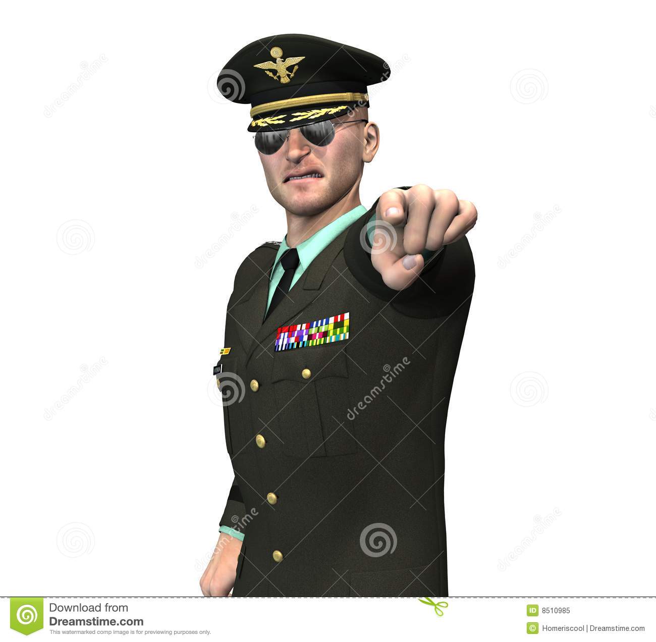 Army officer general pointing stock illustration