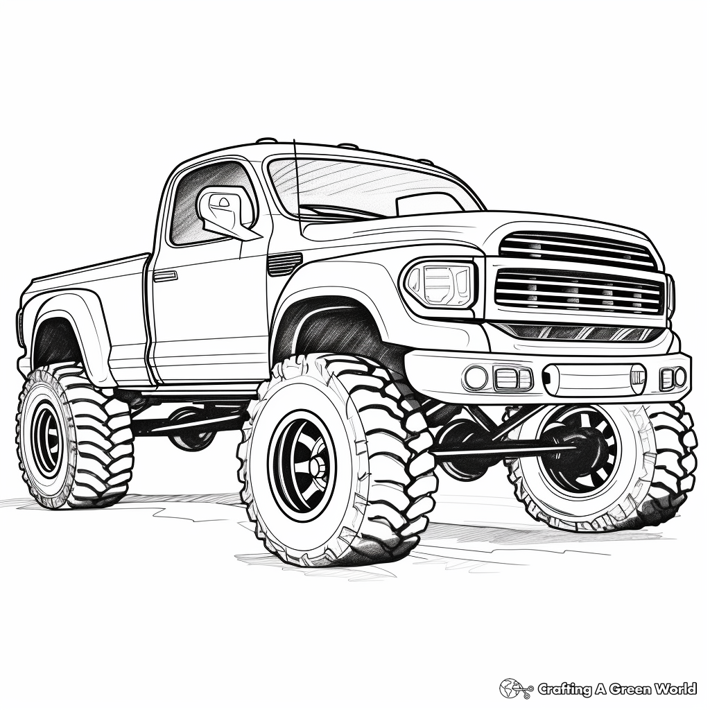 Lifted truck coloring pages