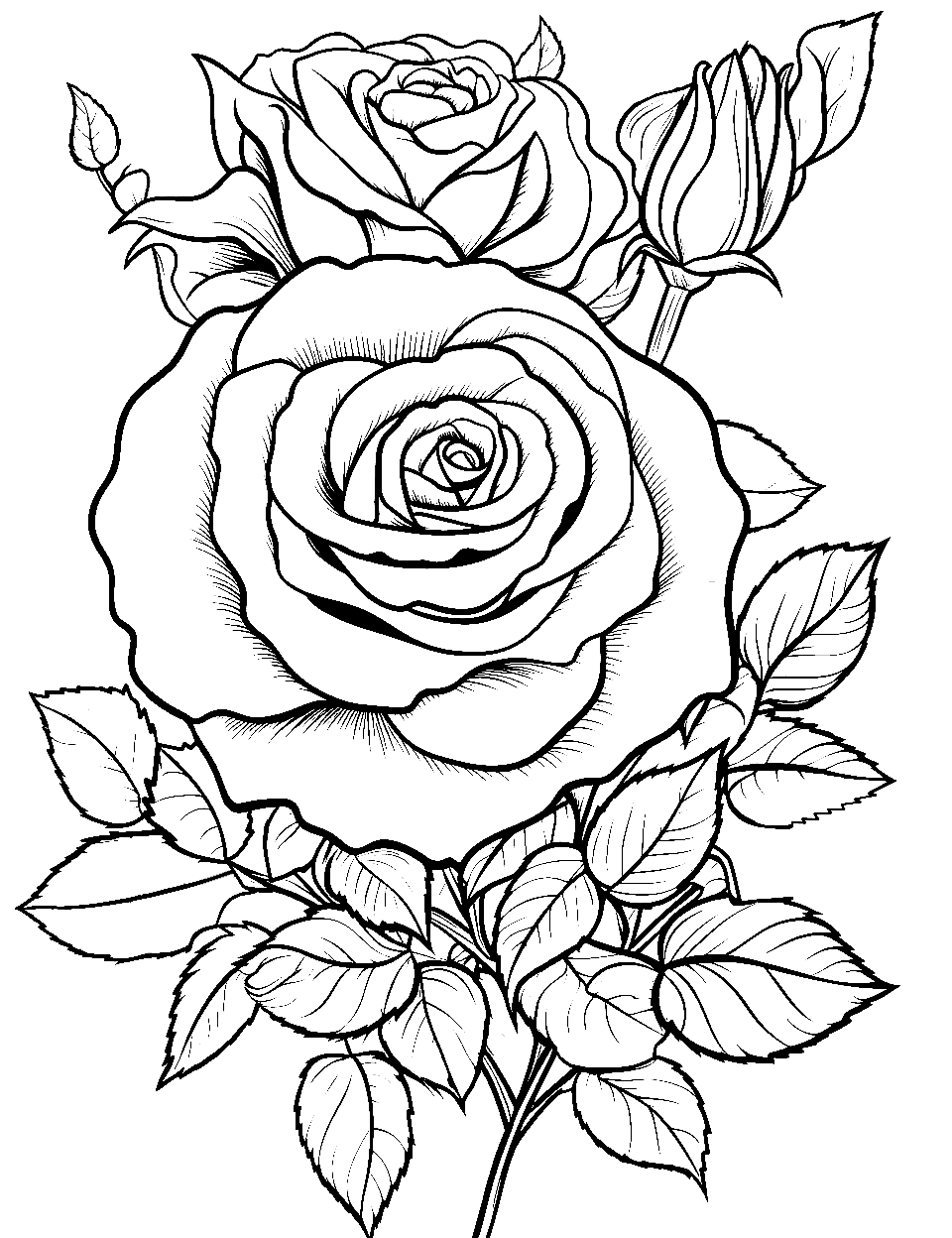 Free rose coloring pages for kids printables