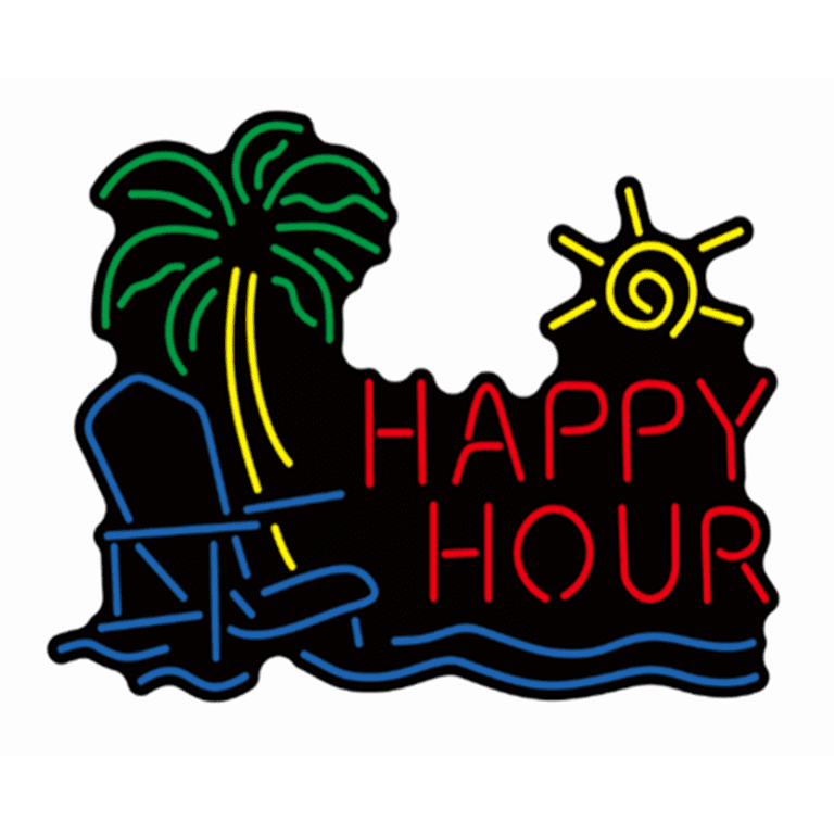 Queen sense happy hour palm tree beach chair vivid led neon sign light lamp durable super bright hhptbnled